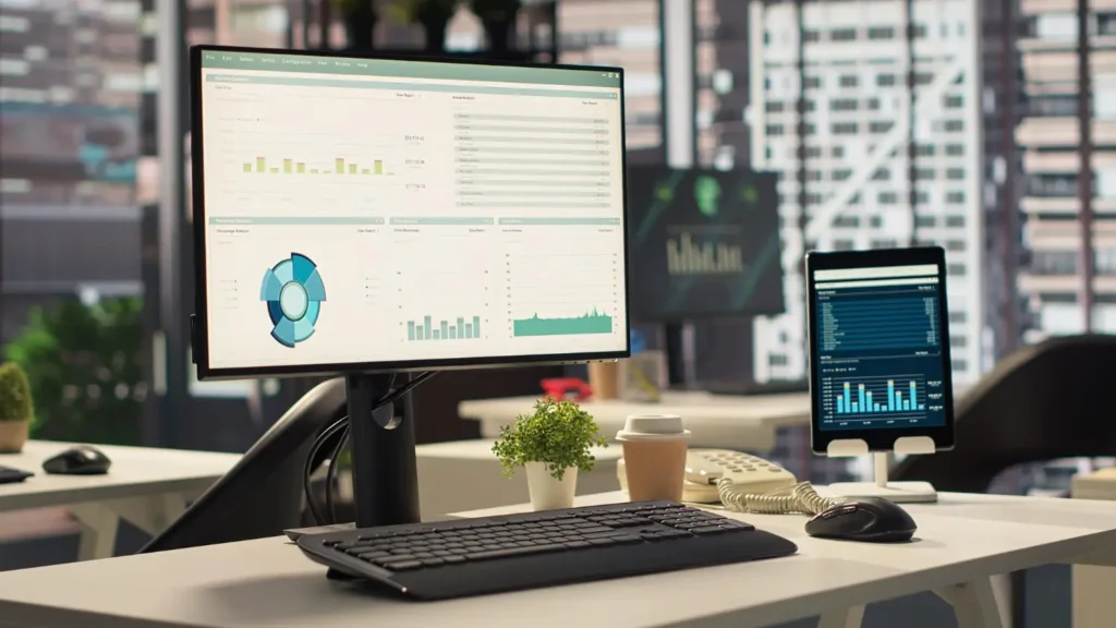 AI accounting software dashboard showing automated bookkeeping and transaction reconciliation